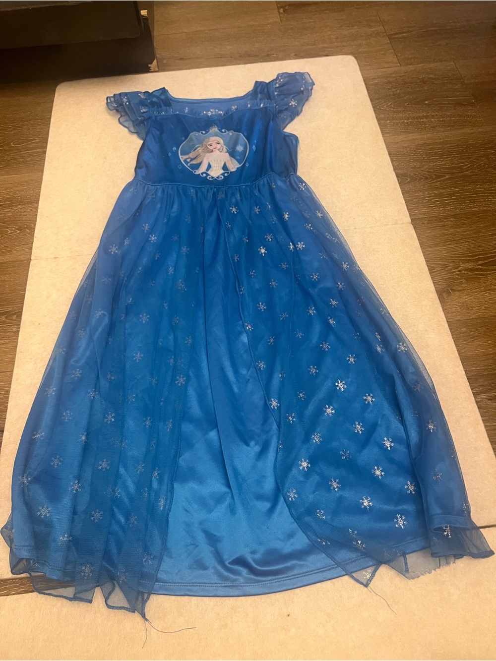 Disney Frozen Elsa Girls Blue Princess Dress Size M (8) Snowflake Costume